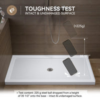 HOROW 60 Inch Acrylic Shower Pan with Chrome Center Drainage Model BS6032-CH