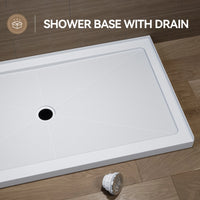 HOROW 60 Inch Acrylic Shower Pan with Chrome Center Drainage Model BS6032-CH