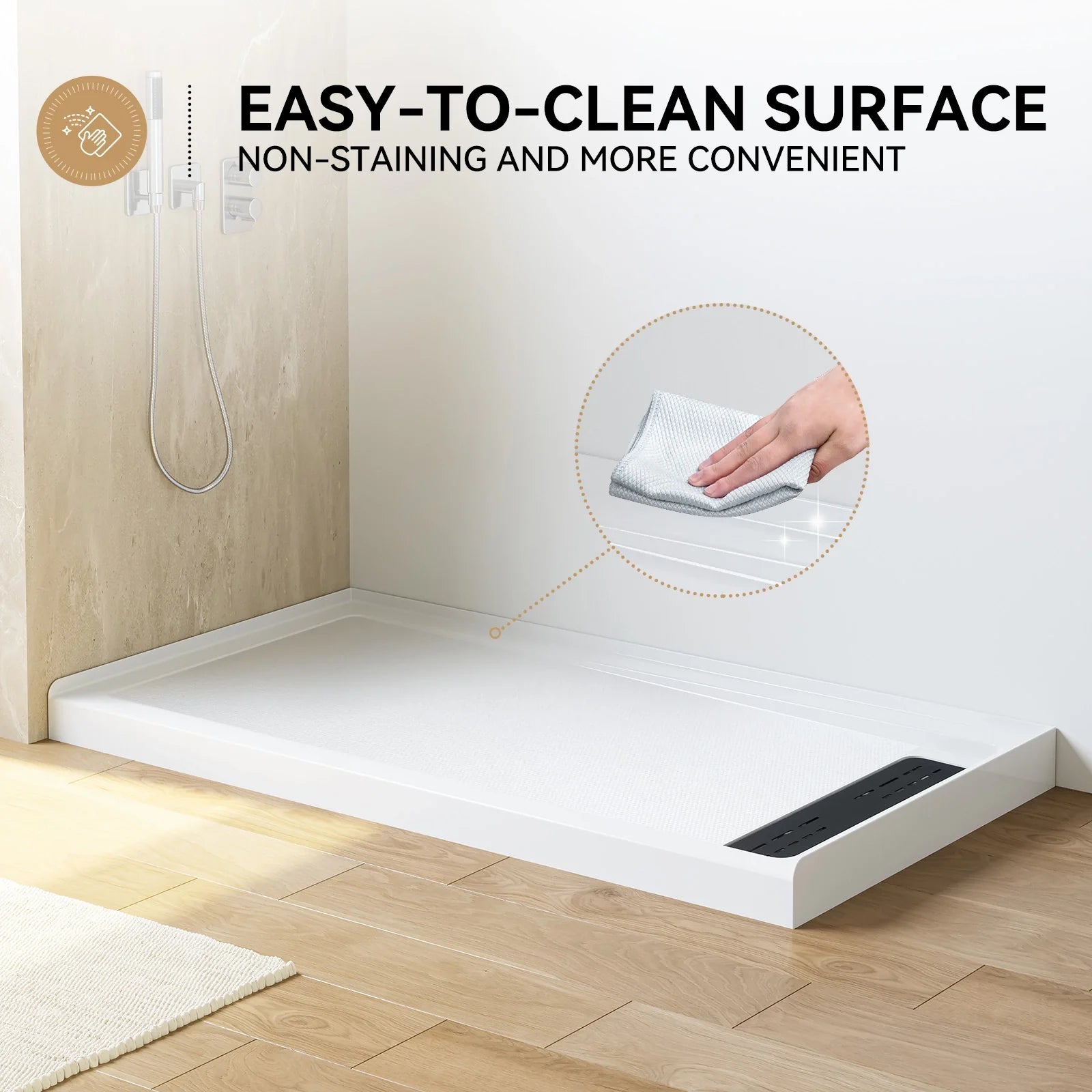 HOROW Acrylic Shower Pan with Right Drain Model BS6032-MB-R