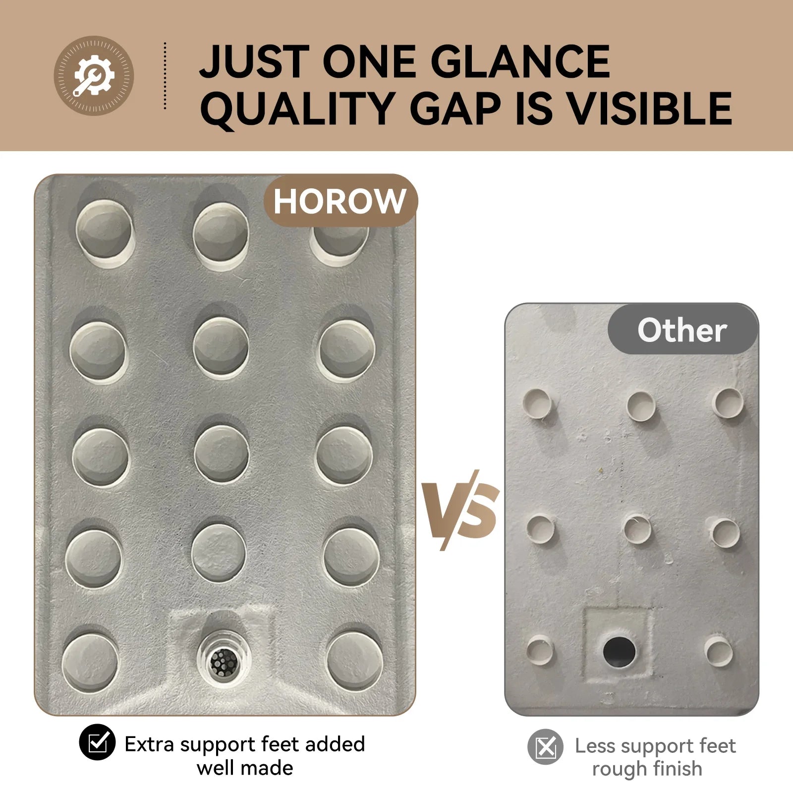 HOROW Acrylic Shower Pan with Right Drain Model BS6032-MB-R