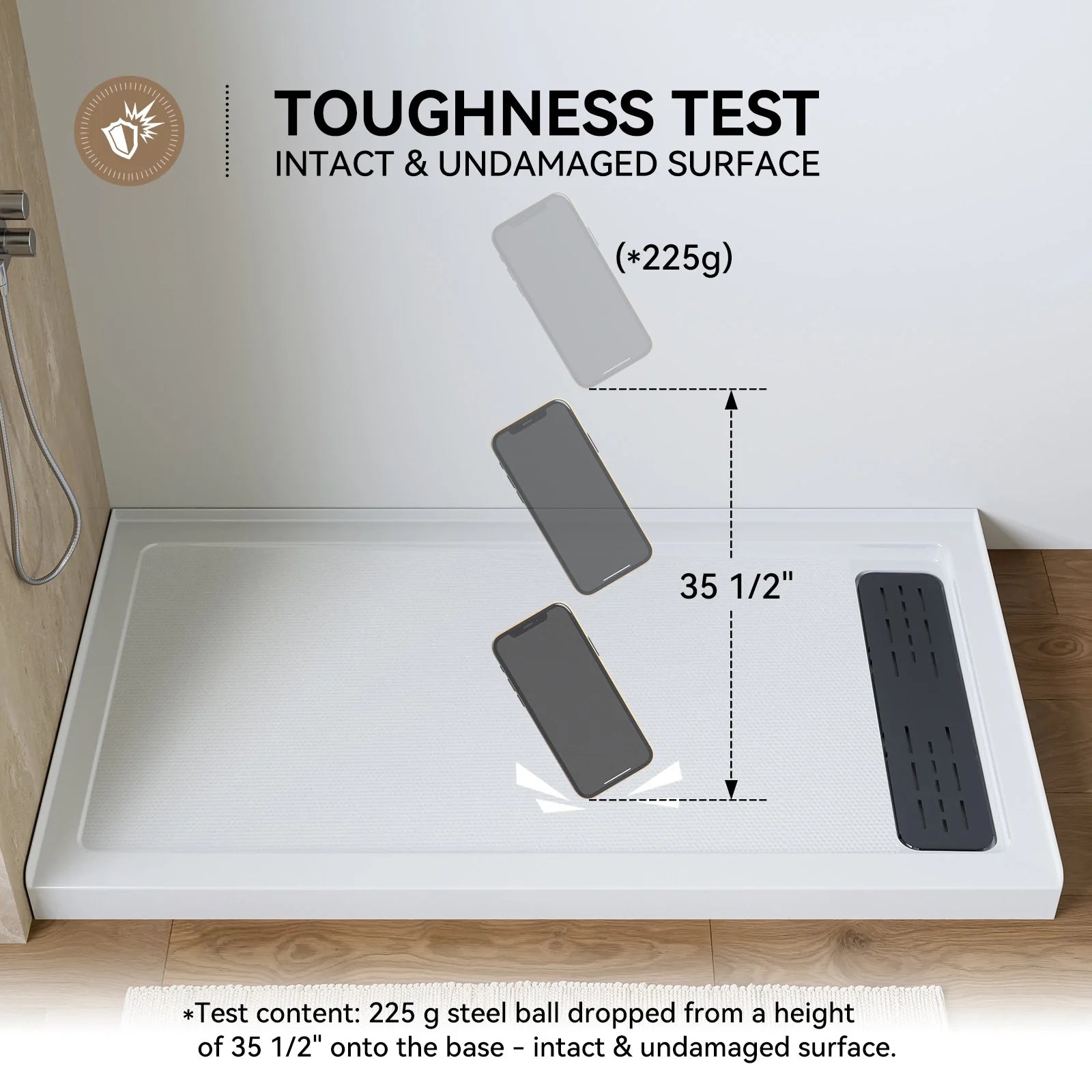 HOROW Acrylic Shower Pan with Right Drain Model BS6032-MB-R