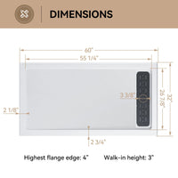 HOROW Acrylic Shower Pan with Right Drain Model BS6032-MB-R