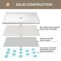 Chrome Acrylic Shower Pan with Center Drain Model BS6036-CH