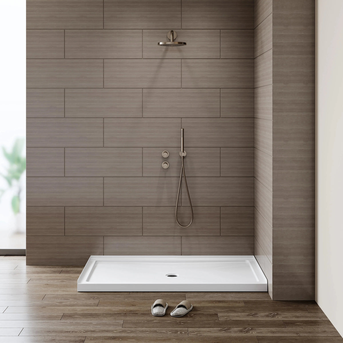 Chrome Acrylic Shower Pan with Center Drain Model BS6036-CH HOROW