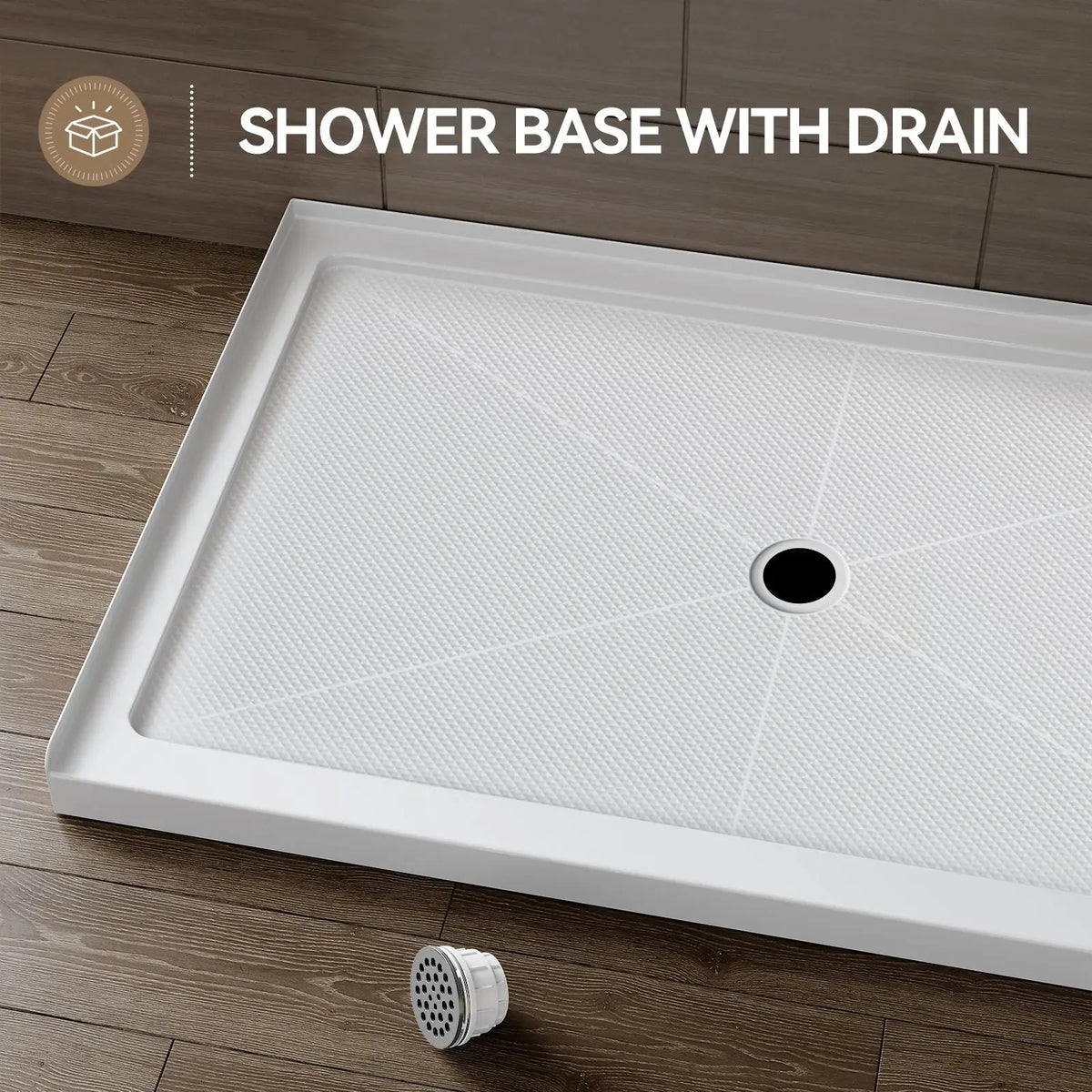 Chrome Acrylic Shower Pan with Center Drain Model BS6036-CH HOROW