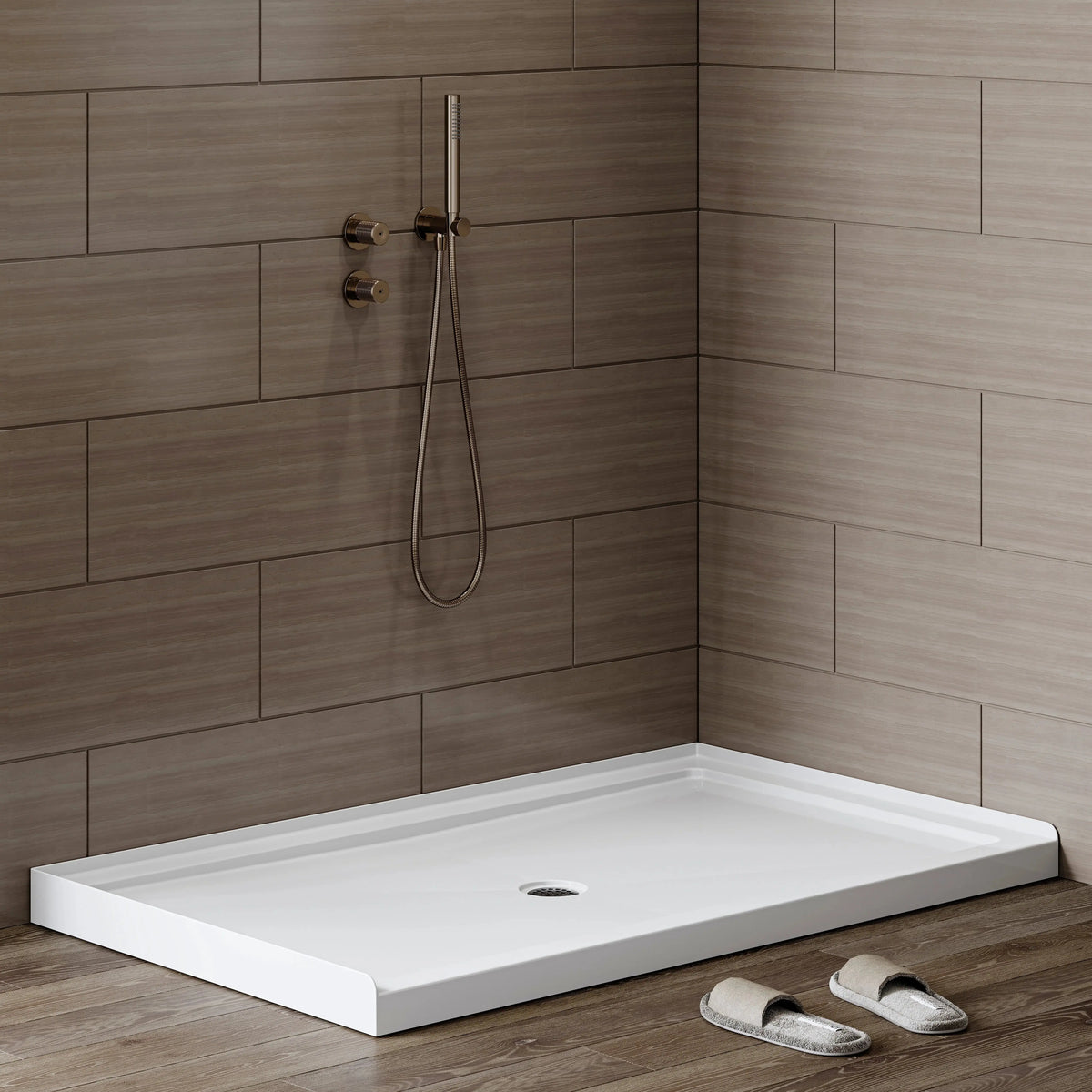 Chrome Acrylic Shower Pan with Center Drain Model BS6036-CH HOROW