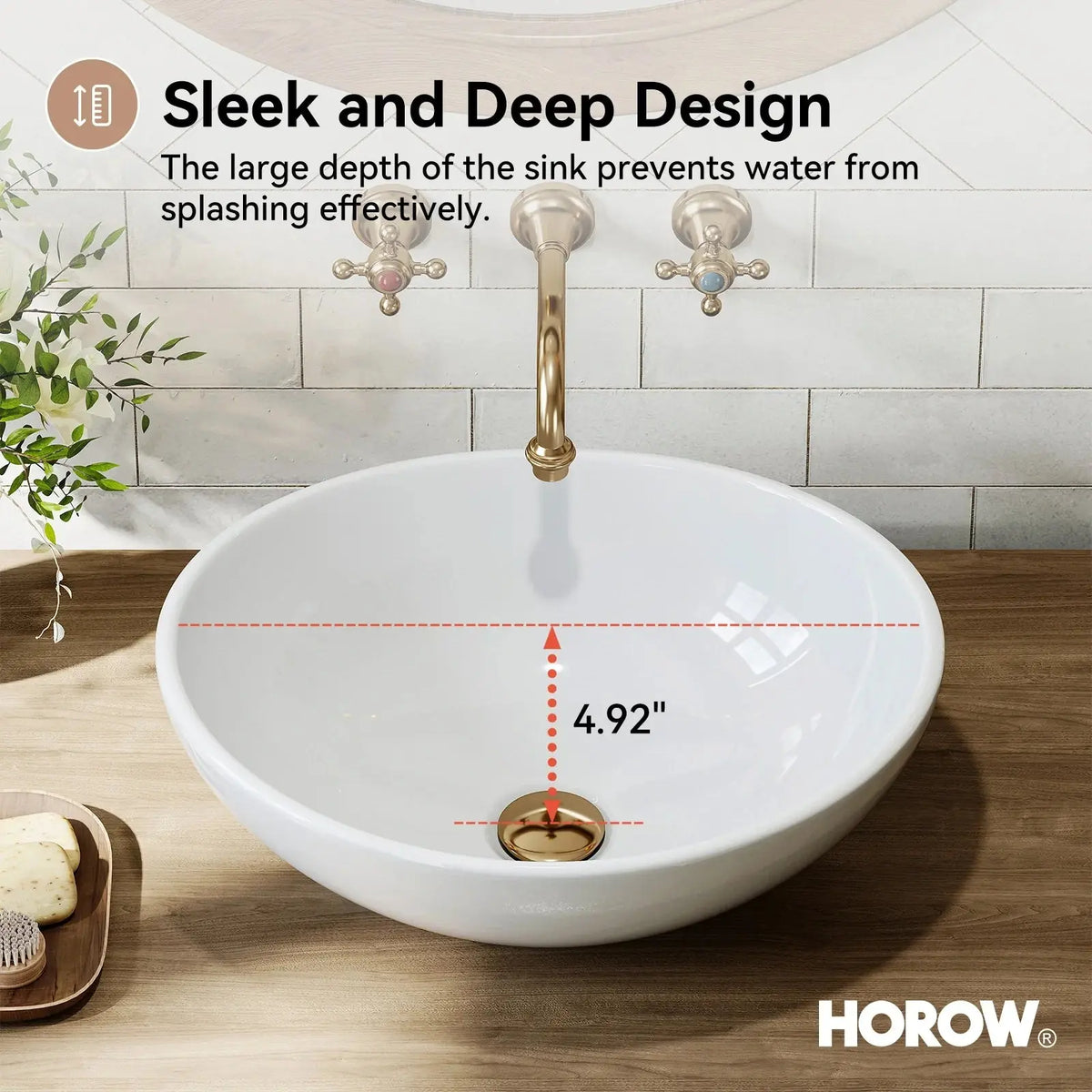 Above Counter Bathroom Sink with Oval Ceramic Model C4034W HOROW