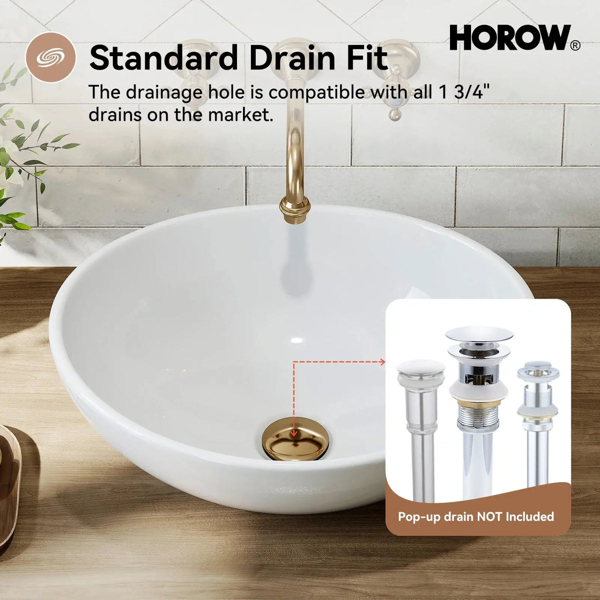 Above Counter Bathroom Sink with Oval Ceramic Model C4034W HOROW