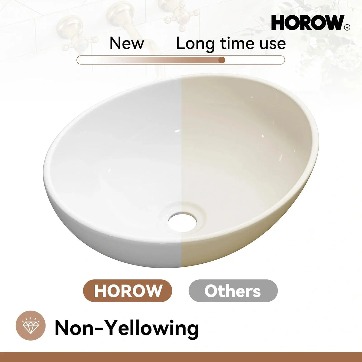Above Counter Bathroom Sink with Oval Ceramic Model C4034W HOROW