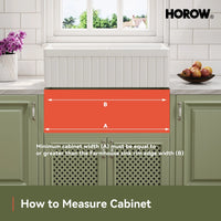 HOROW 33" Double Bowl Ceramic Kitchen Sink with Drainboard