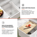 HOROW 33" Double Bowl Ceramic Kitchen Sink with Drainboard