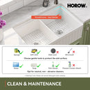 HOROW 33" Double Bowl Ceramic Kitchen Sink with Drainboard