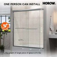 60 Inch Brushed Nickel Bathtub Glass Door – 1/4" Tempered Glass, Model BE6060-BN