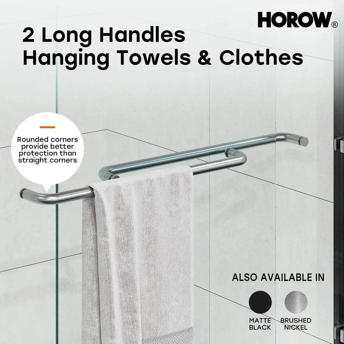 60 Inch Brushed Nickel Bathtub Glass Door – 1/4" Tempered Glass, Model BE6060-BN HOROW