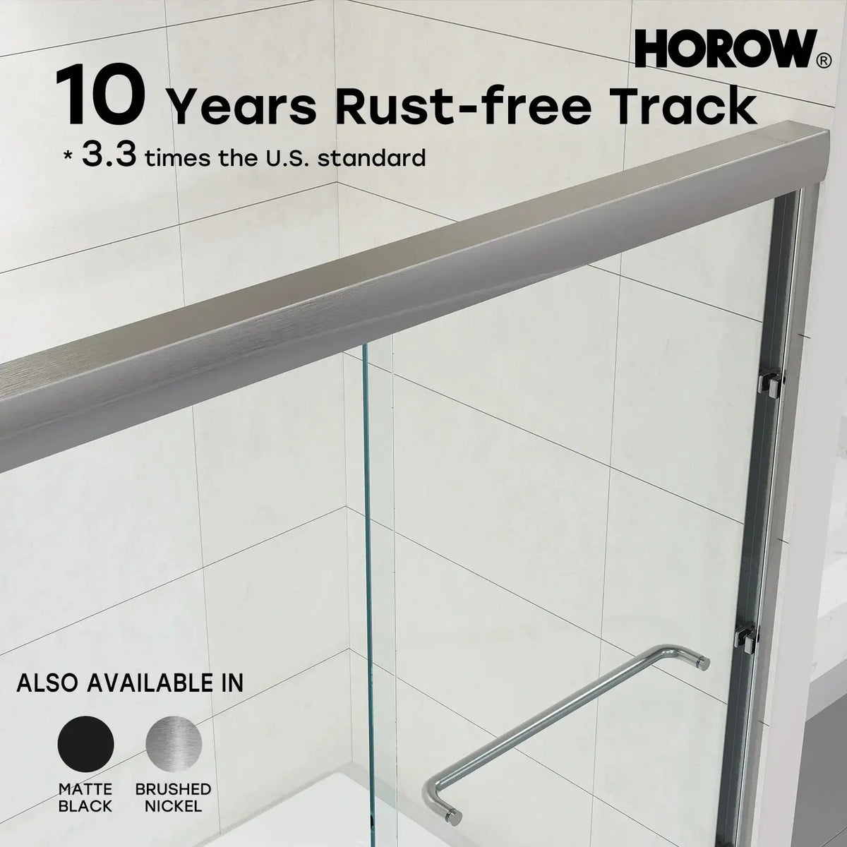 60 Inch Brushed Nickel Bathtub Glass Door – 1/4" Tempered Glass, Model BE6060-BN HOROW