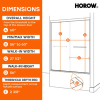 60 Inch Brushed Nickel Bathtub Glass Door – 1/4" Tempered Glass, Model BE6060-BN