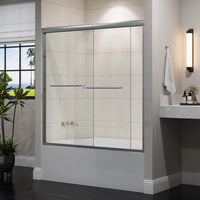 60 Inch Brushed Nickel Bathtub Glass Door – 1/4" Tempered Glass, Model BE6060-BN