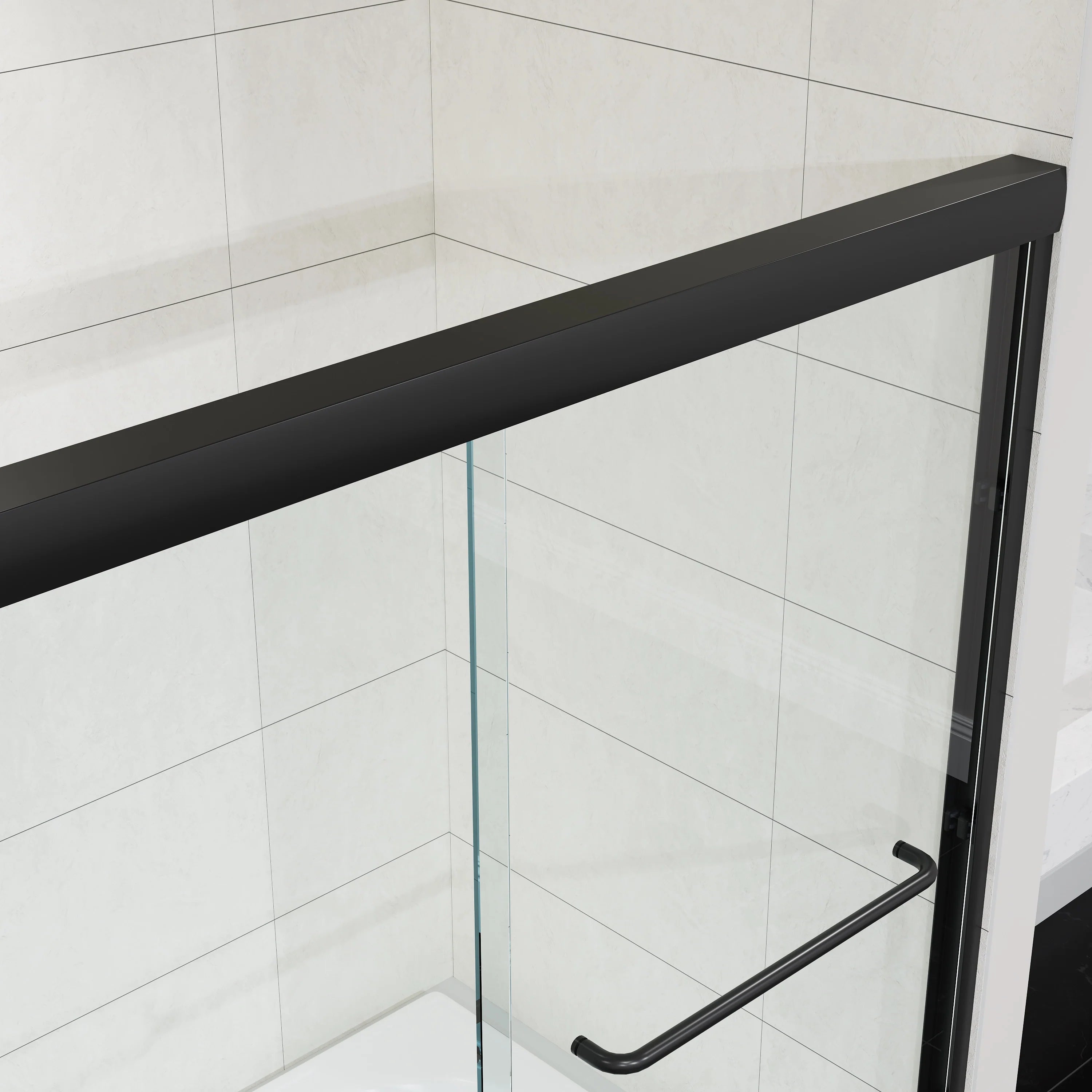 60 Inch Matte Black Bathtub Shower Door – BE6060-MB with Anti-Jumping Glass