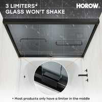 60 Inch Matte Black Bathtub Shower Door – BE6060-MB with Anti-Jumping Glass