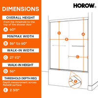 60 Inch Matte Black Bathtub Shower Door – BE6060-MB with Anti-Jumping Glass