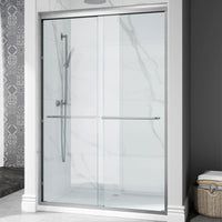 Brushed Nickel Double Sliding Shower Door with Wet-Dry Separation Model HR4872-BN