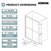 Brushed Nickel Double Sliding Shower Door with Wet-Dry Separation Model HR4872-BN