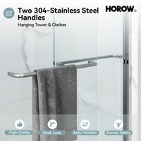 Brushed Nickel Double Sliding Shower Door with Wet-Dry Separation Model HR4872-BN