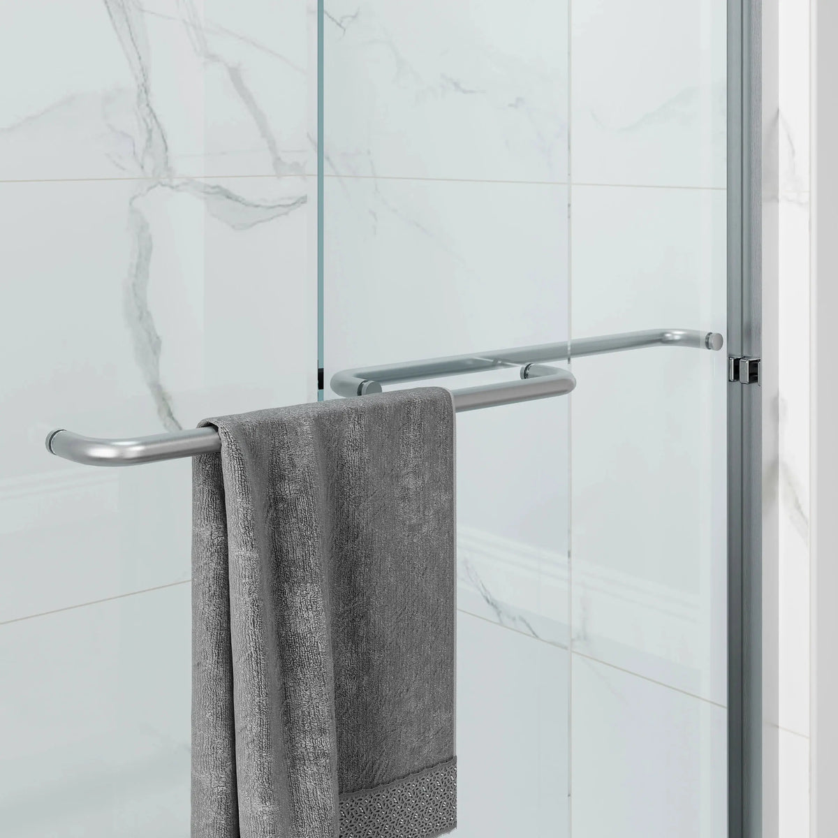 Brushed Nickel Double Sliding Shower Door with Wet-Dry Separation Model HR4872-BN HOROW