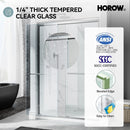 Brushed Nickel Double Sliding Shower Door with Wet-Dry Separation Model HR4872-BN