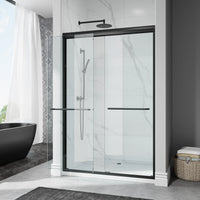 Matte Black Double Sliding Shower Door – Model HR4872-MB, 1/4" Thick Glass