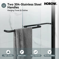 Matte Black Double Sliding Shower Door – Model HR4872-MB, 1/4" Thick Glass