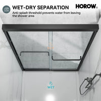 Matte Black Double Sliding Shower Door – Model HR4872-MB, 1/4" Thick Glass