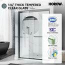 Matte Black Double Sliding Shower Door – Model HR4872-MB, 1/4" Thick Glass