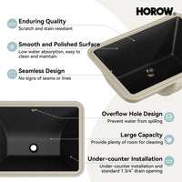 Black Undermount Rectangle Bathroom Sink with Overflow – HWTP-S5138D-B