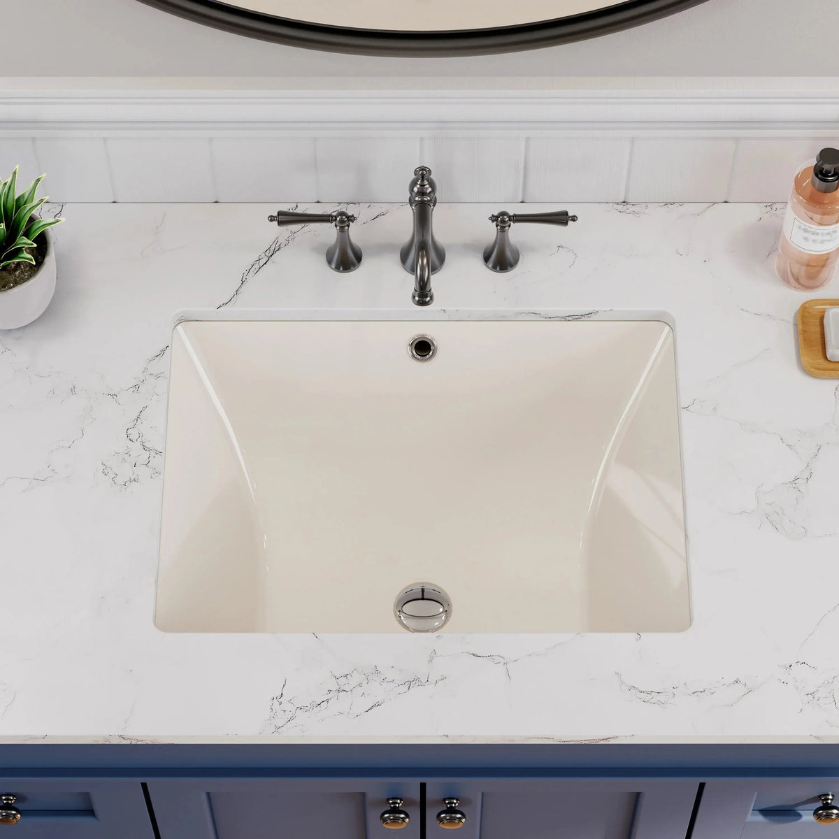 Bisque Under-Counter Bathroom Sink – Model HWTP-S5138D-BC HOROW