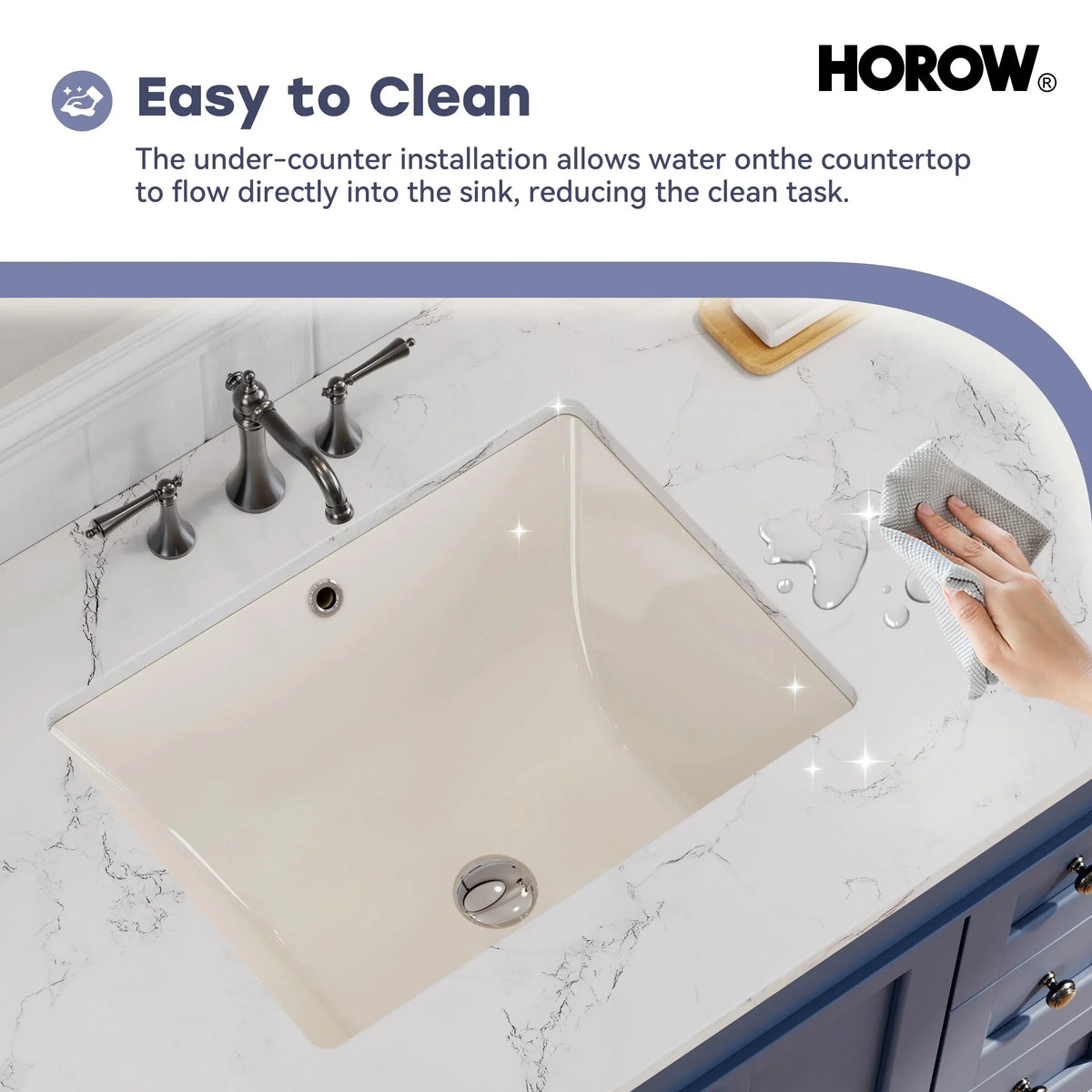 Bisque Under-Counter Bathroom Sink – Model HWTP-S5138D-BC HOROW