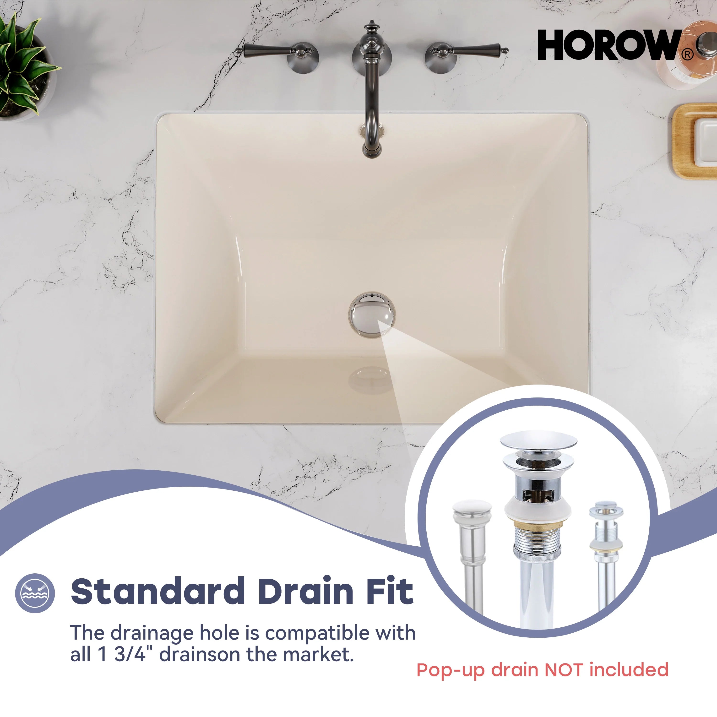 Bisque Under-Counter Bathroom Sink – Model HWTP-S5138D-BC