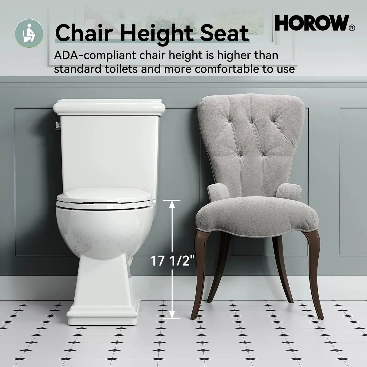 2-Piece Toilet HWTT-E04S – Single Flush with Elongated Bowl HOROW