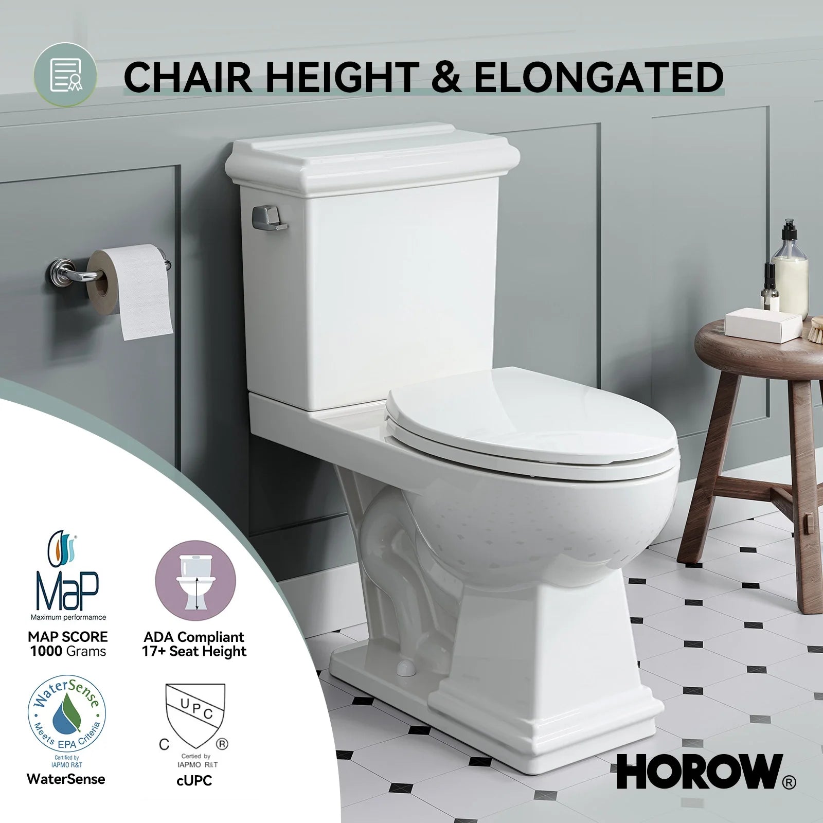 2-Piece Toilet HWTT-E04S – Single Flush with Elongated Bowl
