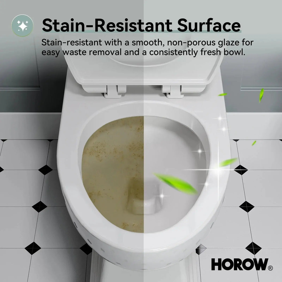 2-Piece Toilet HWTT-E04S – Single Flush with Elongated Bowl HOROW