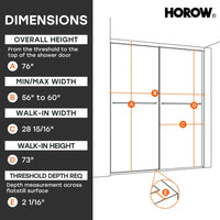 HOROW Brushed Nickel Shower Door with Ultra Narrow Model K2-BN