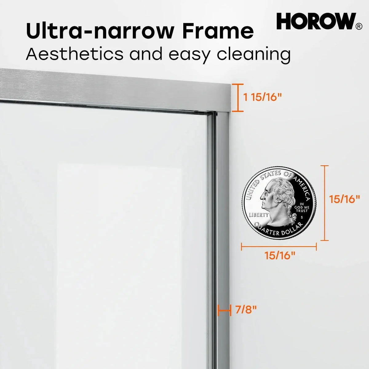 HOROW Brushed Nickel Shower Door with Ultra Narrow Model K2-BN HOROW
