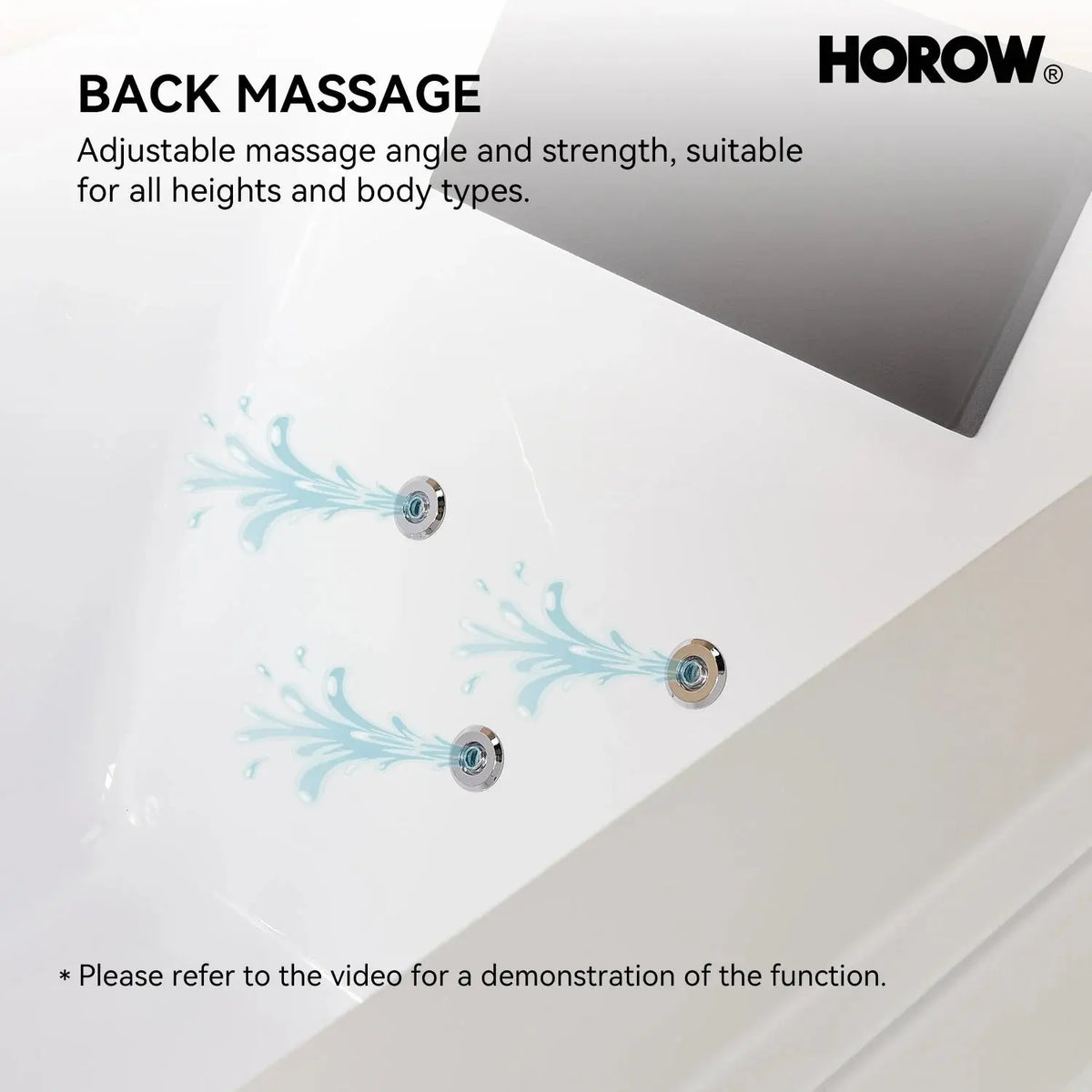 59 Inch Whirlpool Bathtub with Light and Shower Head Model M59-L HOROW