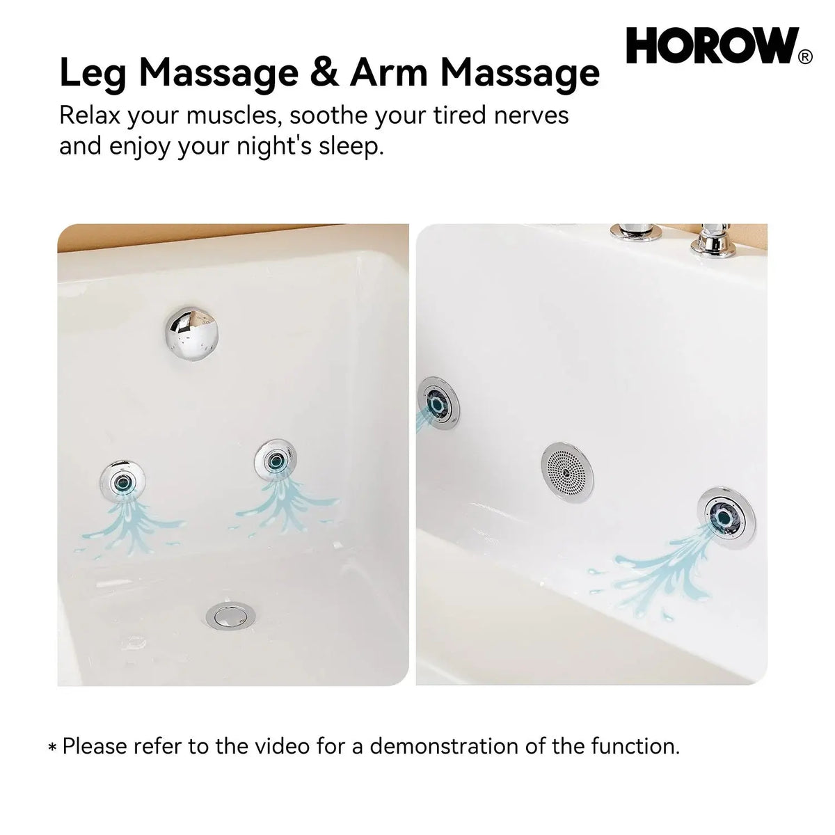 59 Inch Whirlpool Bathtub with Light and Shower Head Model M59-L HOROW