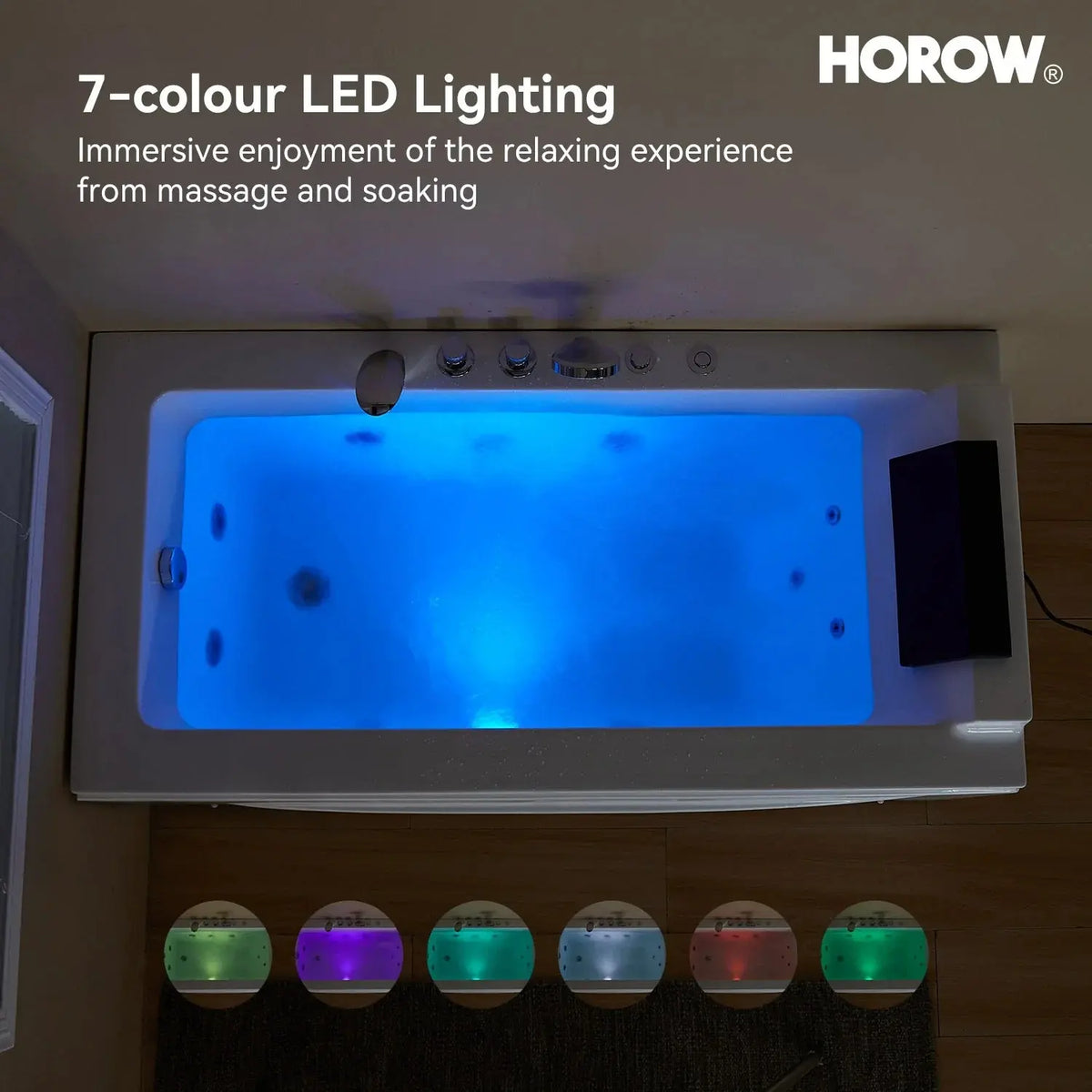 59 Inch Whirlpool Bathtub with Light and Shower Head Model M59-L HOROW
