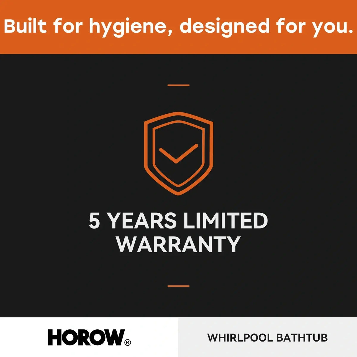 59 Inch Whirlpool Bathtub with Light and Shower Head Model M59-L HOROW