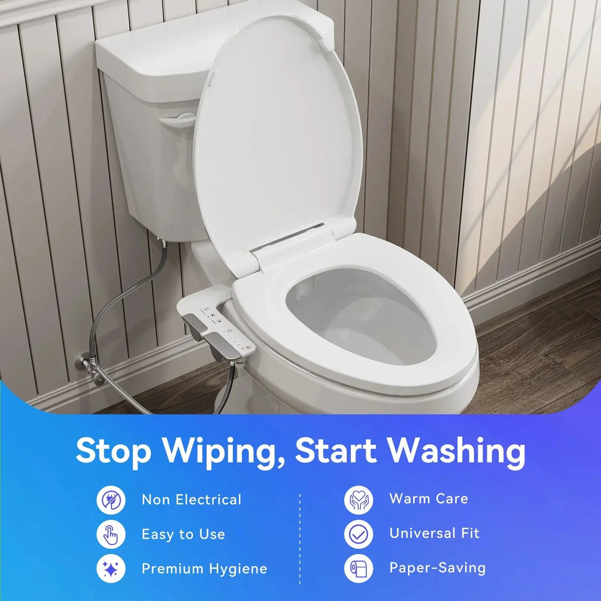 Non-Electric Bidet Attachment for Toilet Seat with 3 Spray Modes HOROW