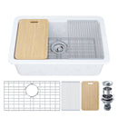 30 Inch Top Mount Kitchen Sink with Drainboard – Creamic Single Bowl