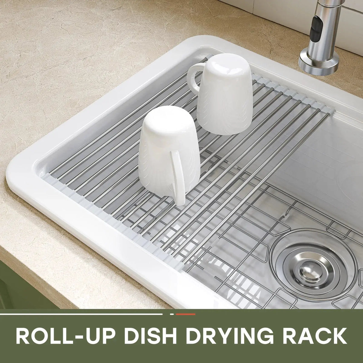 30 Inch Top Mount Kitchen Sink with Drainboard – Creamic Single Bowl HOROW