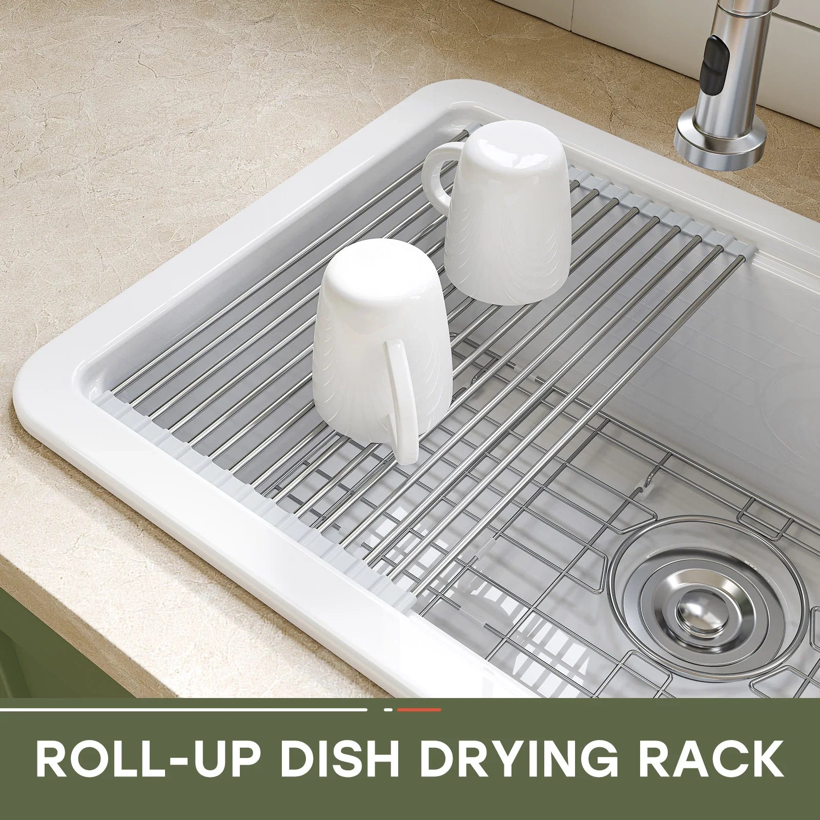 30 Inch Top Mount Kitchen Sink with Drainboard – Creamic Single Bowl